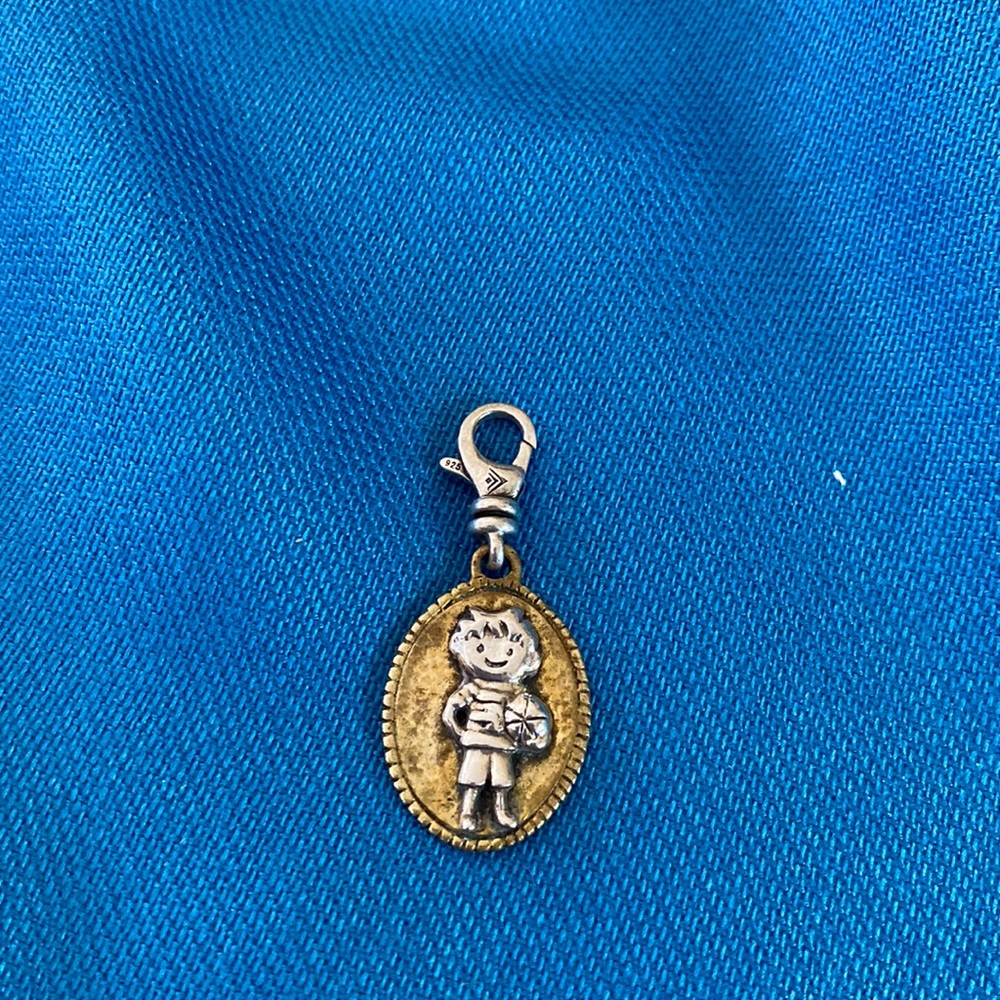 COPY - Silpada Sterling Silver and Brass Charm. “All Star Boy”
